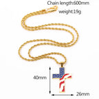 American Flag Cross Pendant Necklace