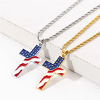American Flag Cross Pendant Necklace
