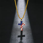 American Flag Cross Pendant Necklace