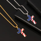 American Flag Cross Pendant Necklace