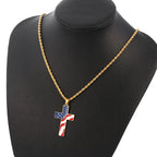 American Flag Cross Pendant Necklace