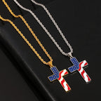 American Flag Cross Pendant Necklace
