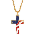 American Flag Cross Pendant Necklace