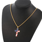 American Flag Cross Pendant Necklace