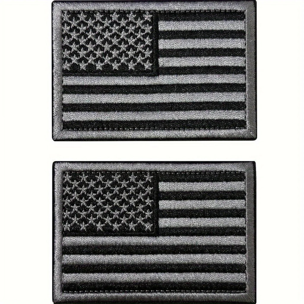 USA Flag Embroidered Patch Set