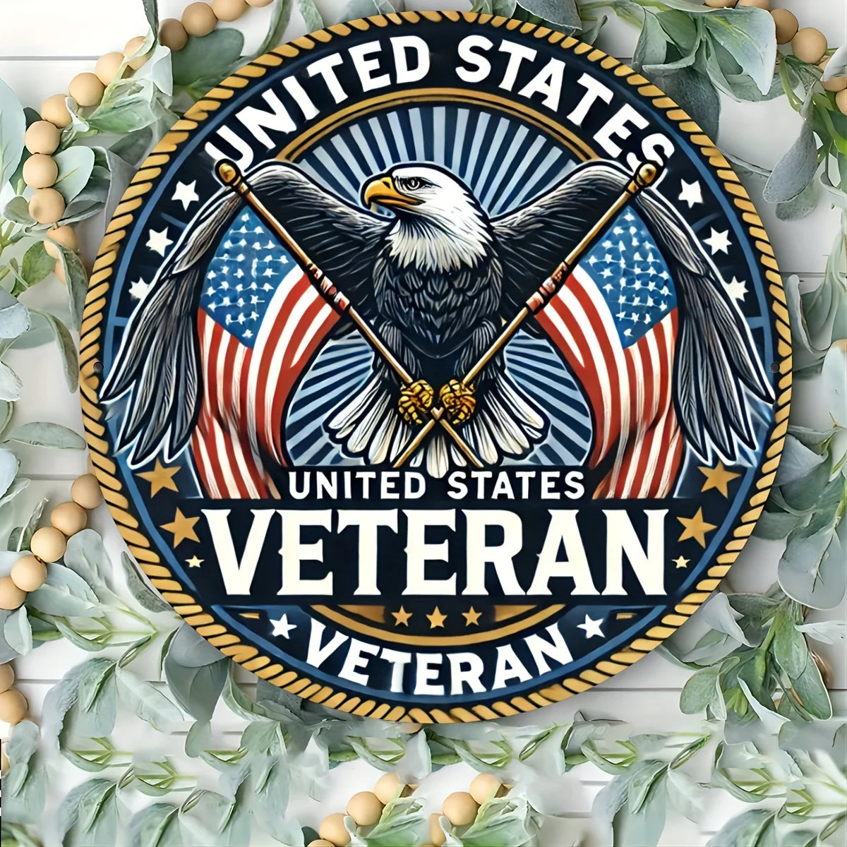 Patriotic Eagle & Flag Vintage Tin Sign