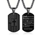 USA Flag Bible Verse Steel Necklace