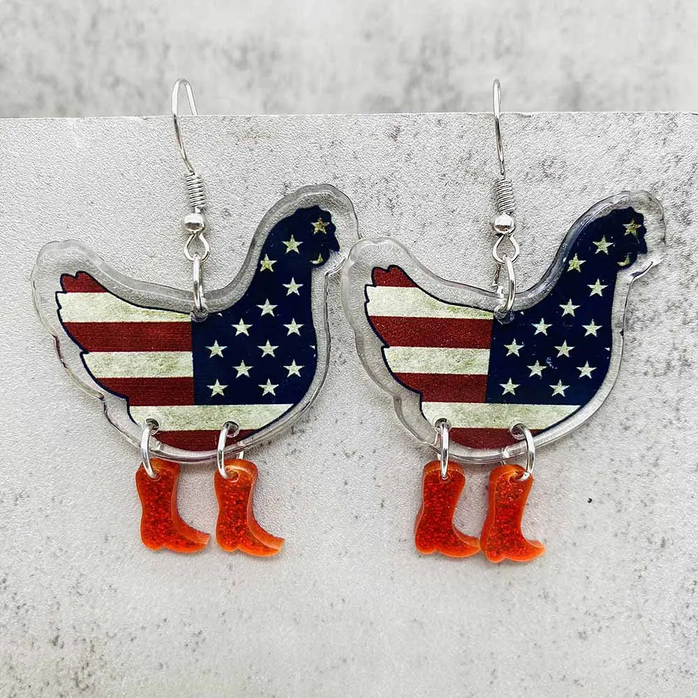 American Flag Patriotic Earrings