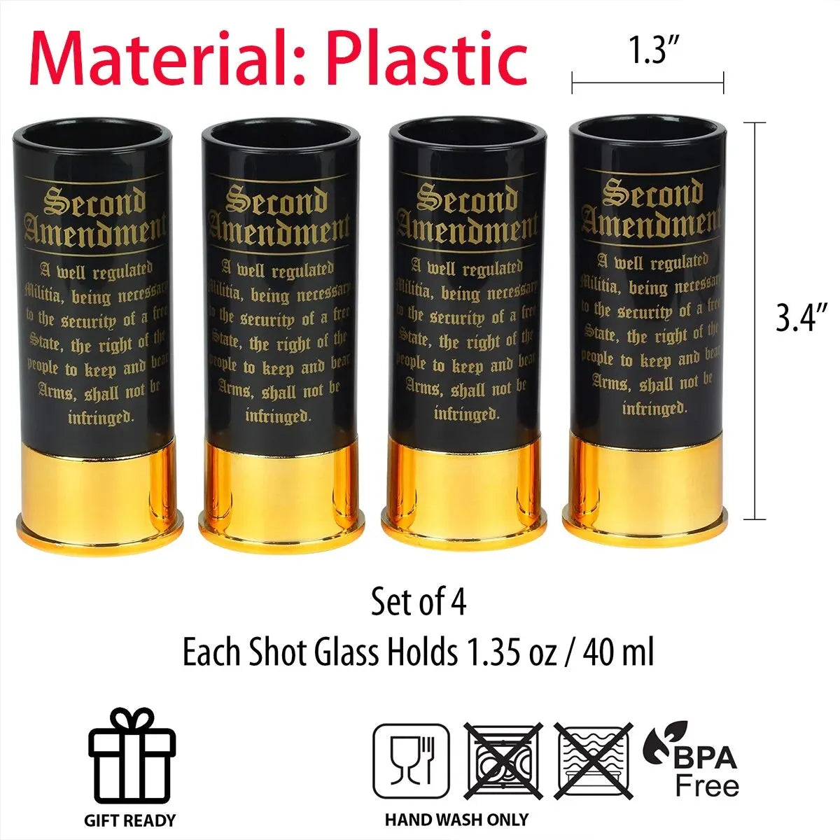 2nd Amendment 12 Gauge Shot Glass Set