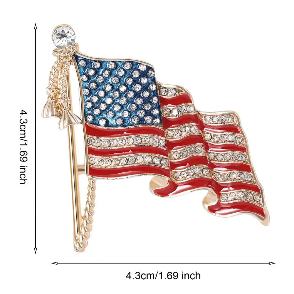 Waving USA Flag Enamel Brooch