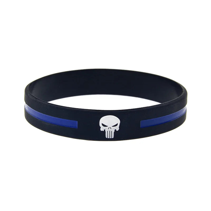 Thin Blue Line Silicone Wristband