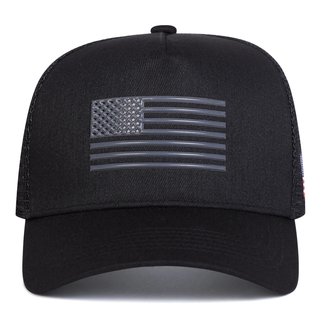American Flag Embroidered Trucker Cap