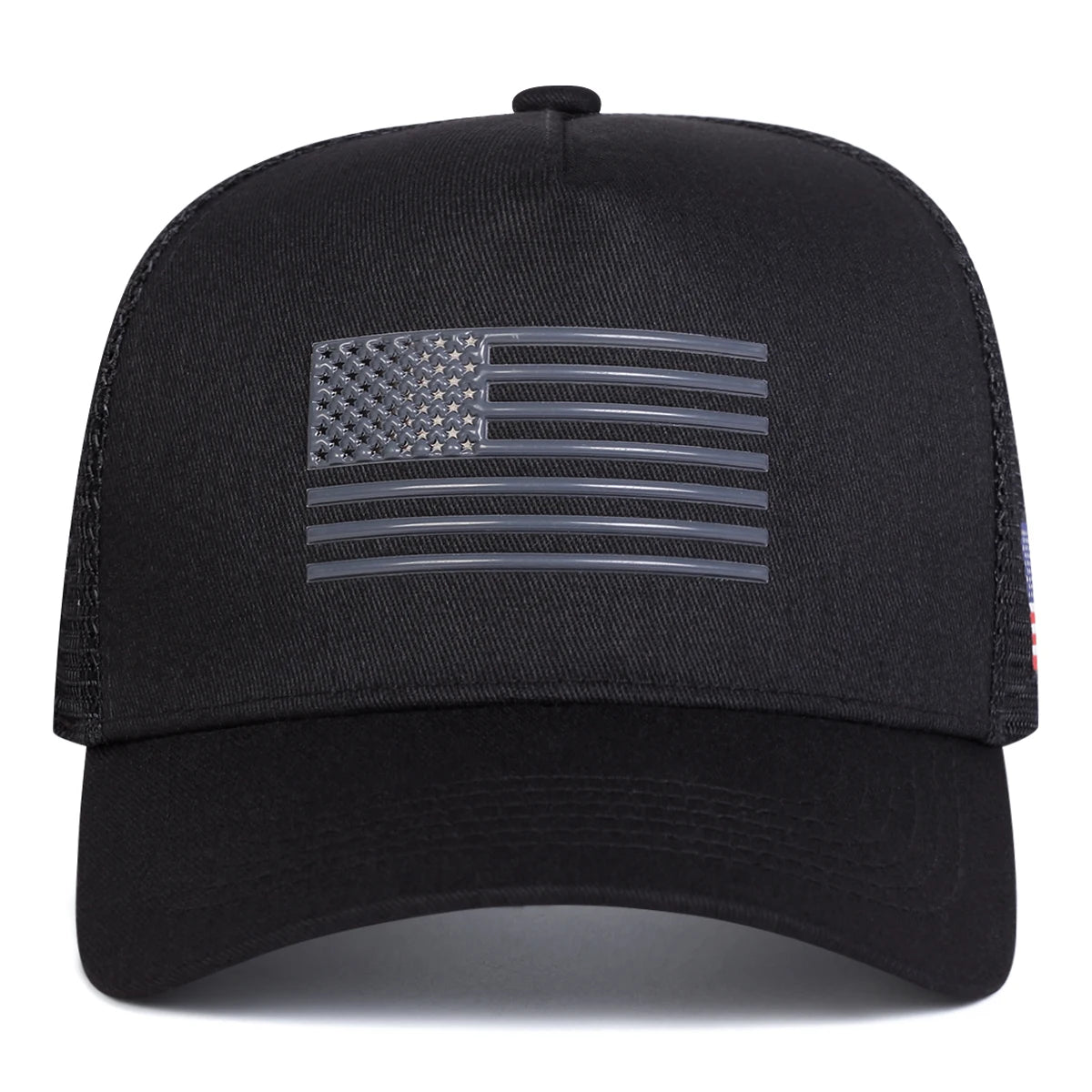 American Flag Embroidered Trucker Cap