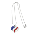 USA Flag Crystal Heart Pendant Necklace