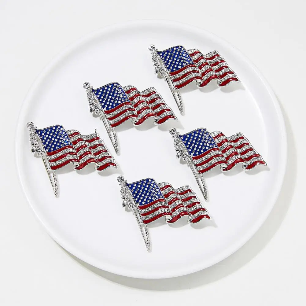 Waving USA Flag Enamel Brooch