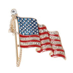 Waving USA Flag Enamel Brooch