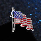 Waving USA Flag Enamel Brooch