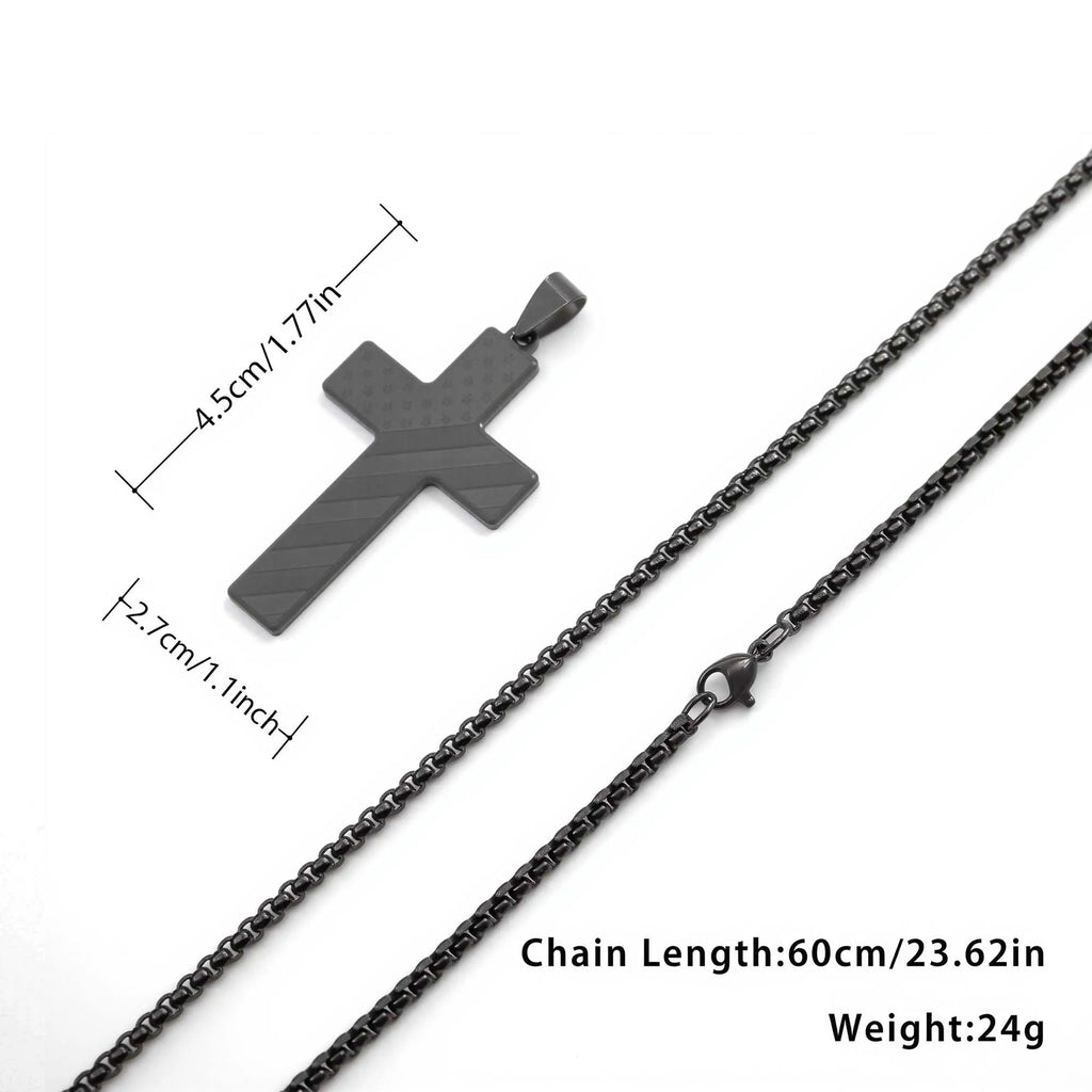 USA Flag Cross Steel Necklace
