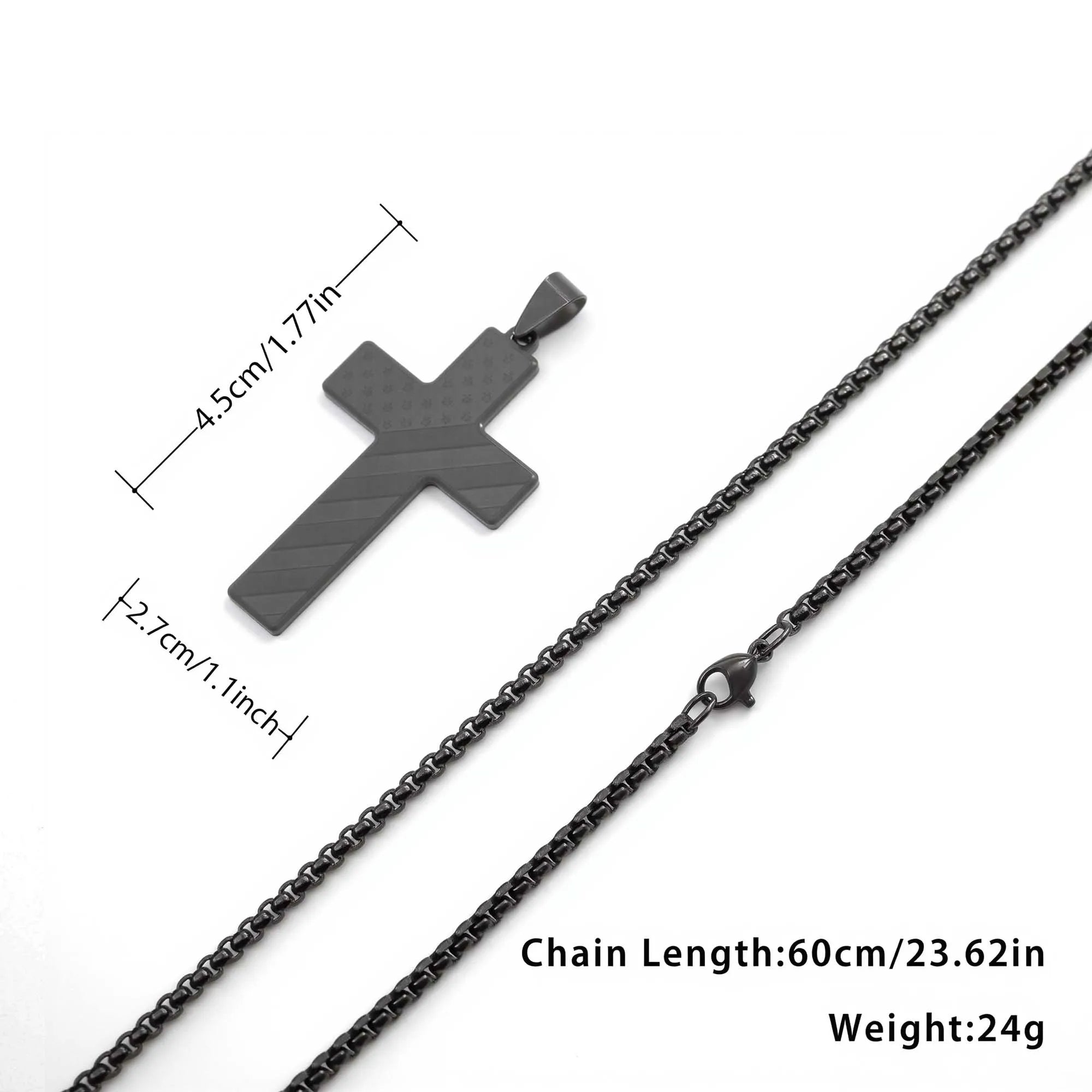 USA Flag Cross Steel Necklace