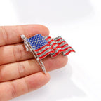 Waving USA Flag Enamel Brooch