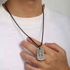 USA Flag Bible Verse Steel Necklace