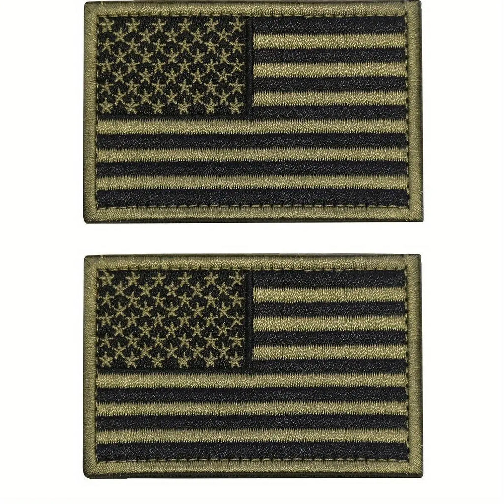 USA Flag Embroidered Patch Set