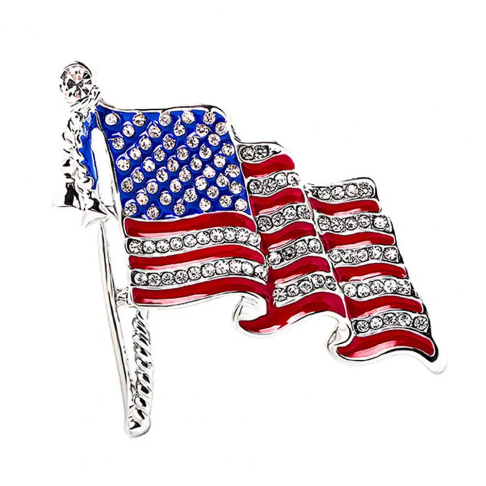 Waving USA Flag Enamel Brooch