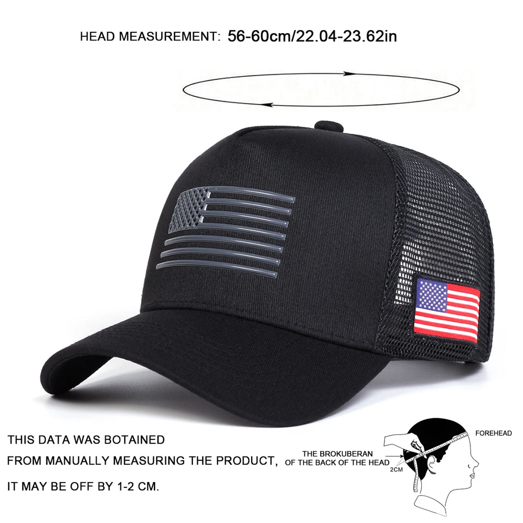 American Flag Embroidered Trucker Cap
