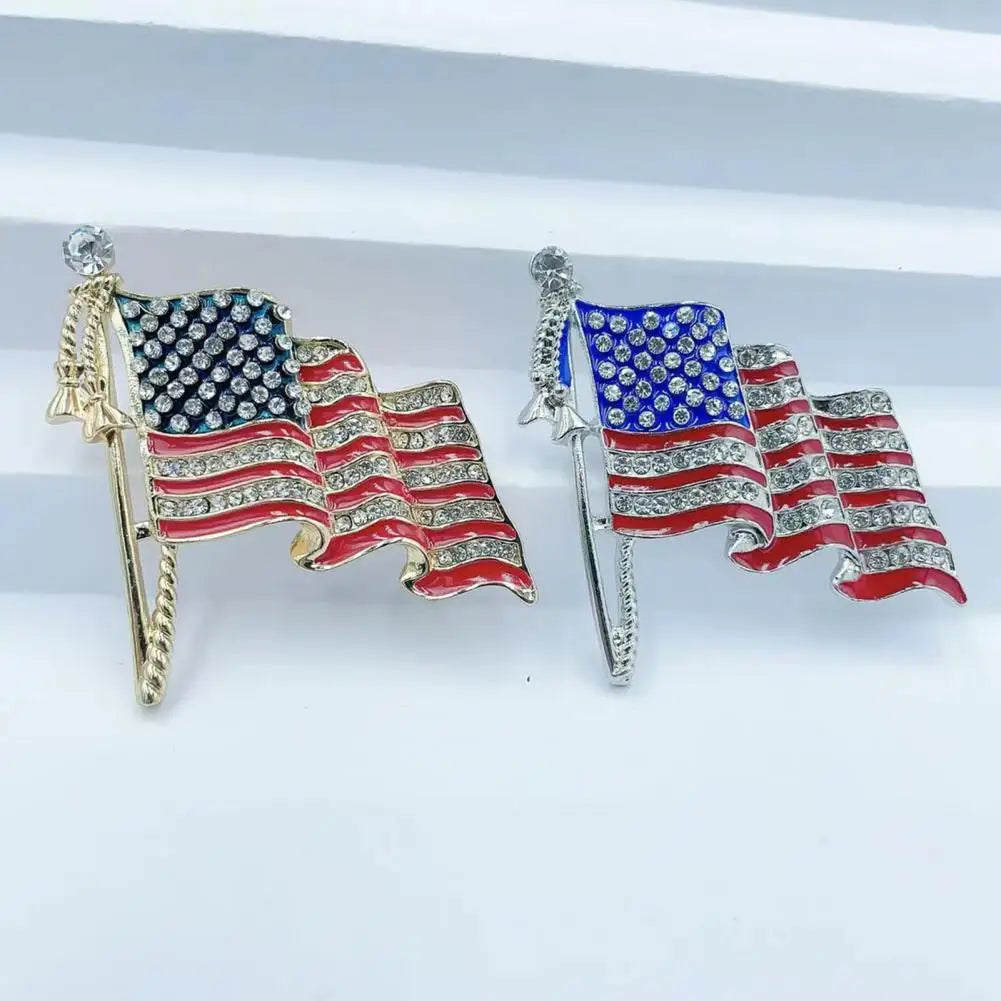 Waving USA Flag Enamel Brooch