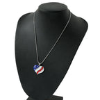 USA Flag Crystal Heart Pendant Necklace