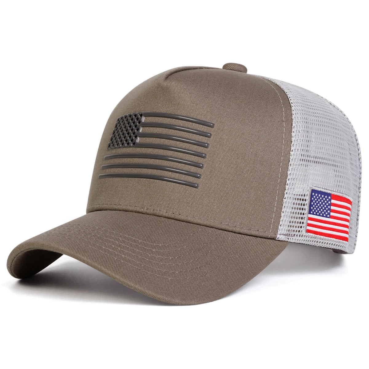 American Flag Embroidered Trucker Cap