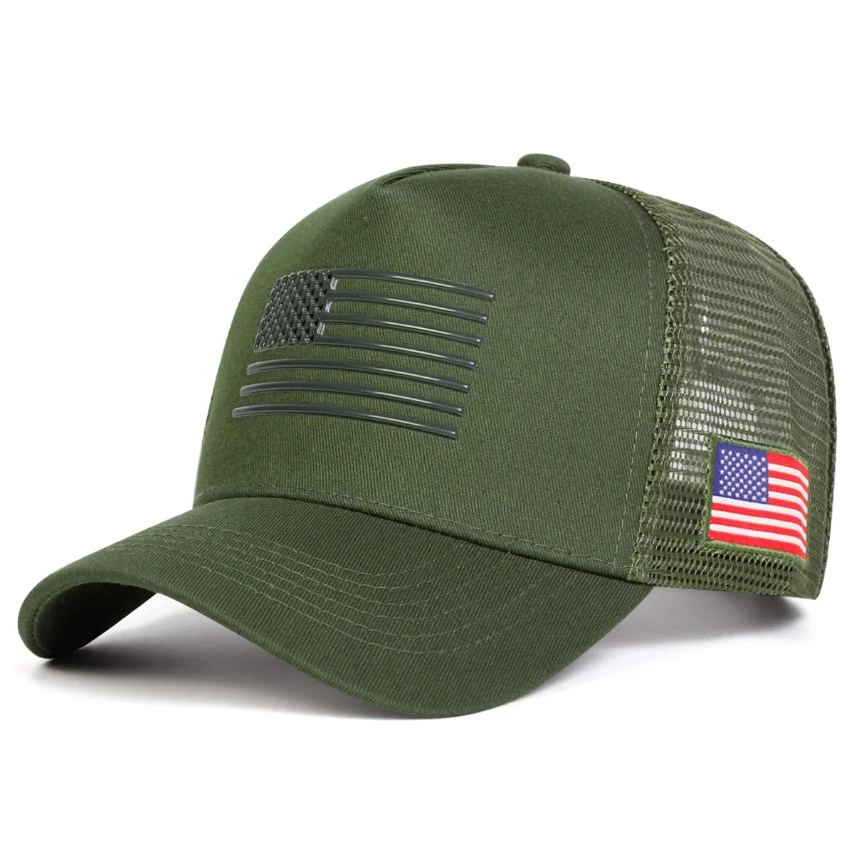 American Flag Embroidered Trucker Cap
