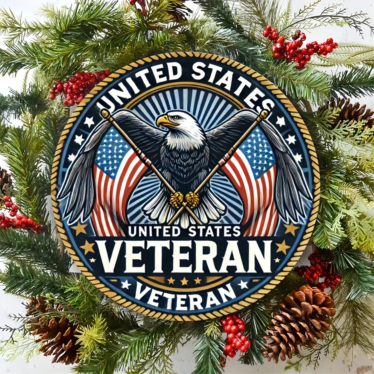 Patriotic Eagle & Flag Vintage Tin Sign