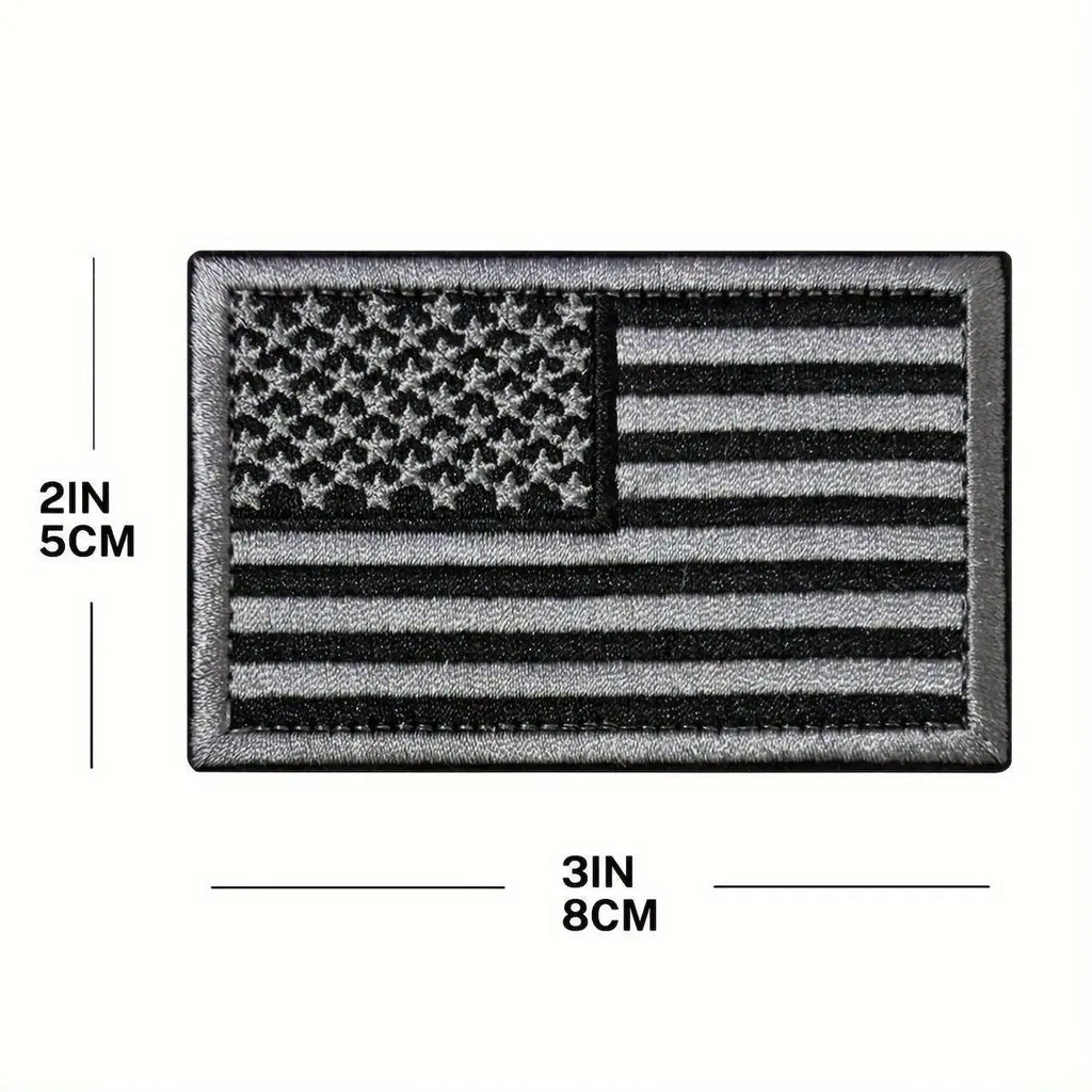 USA Flag Embroidered Patch Set