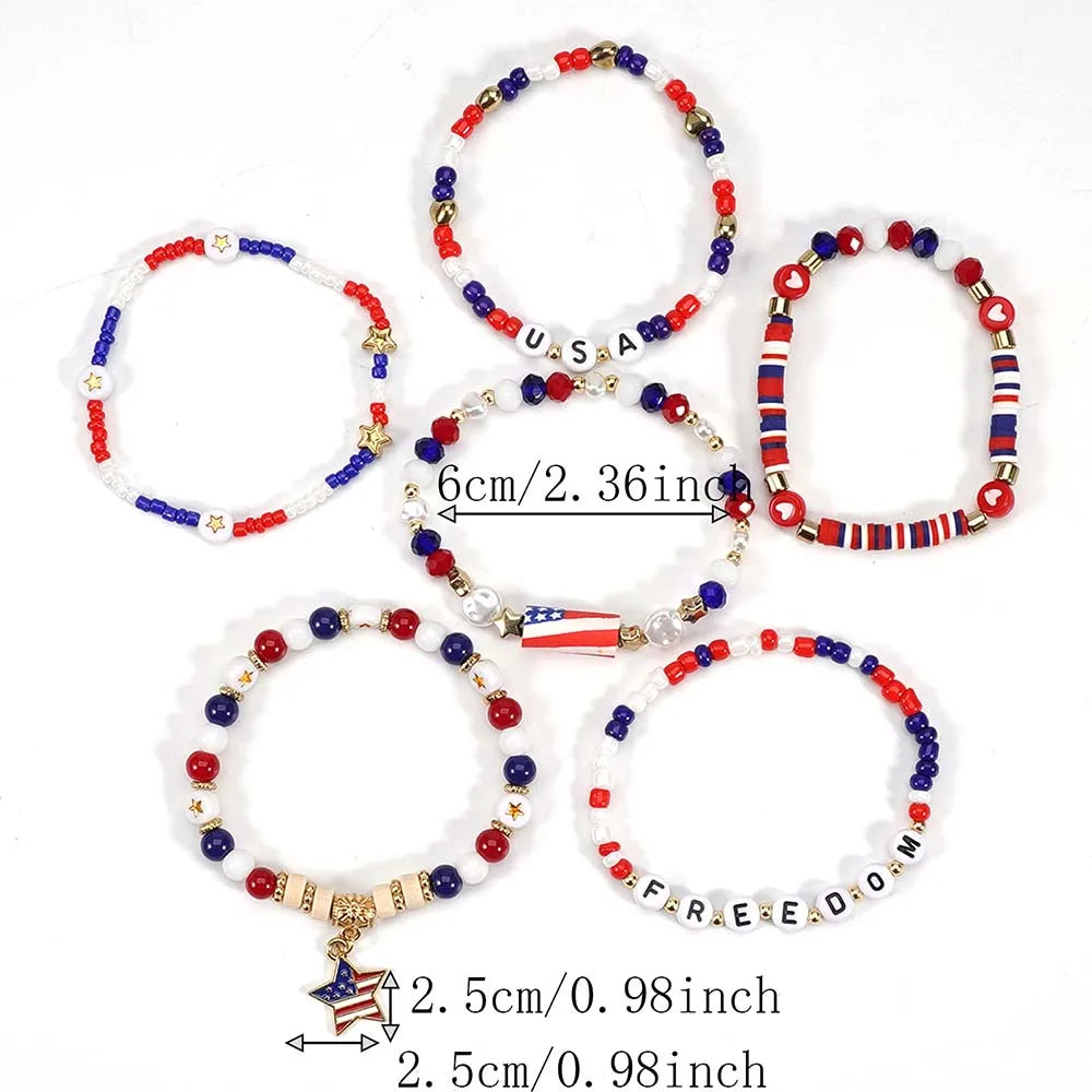 Patriotic USA Bead Bracelet Set