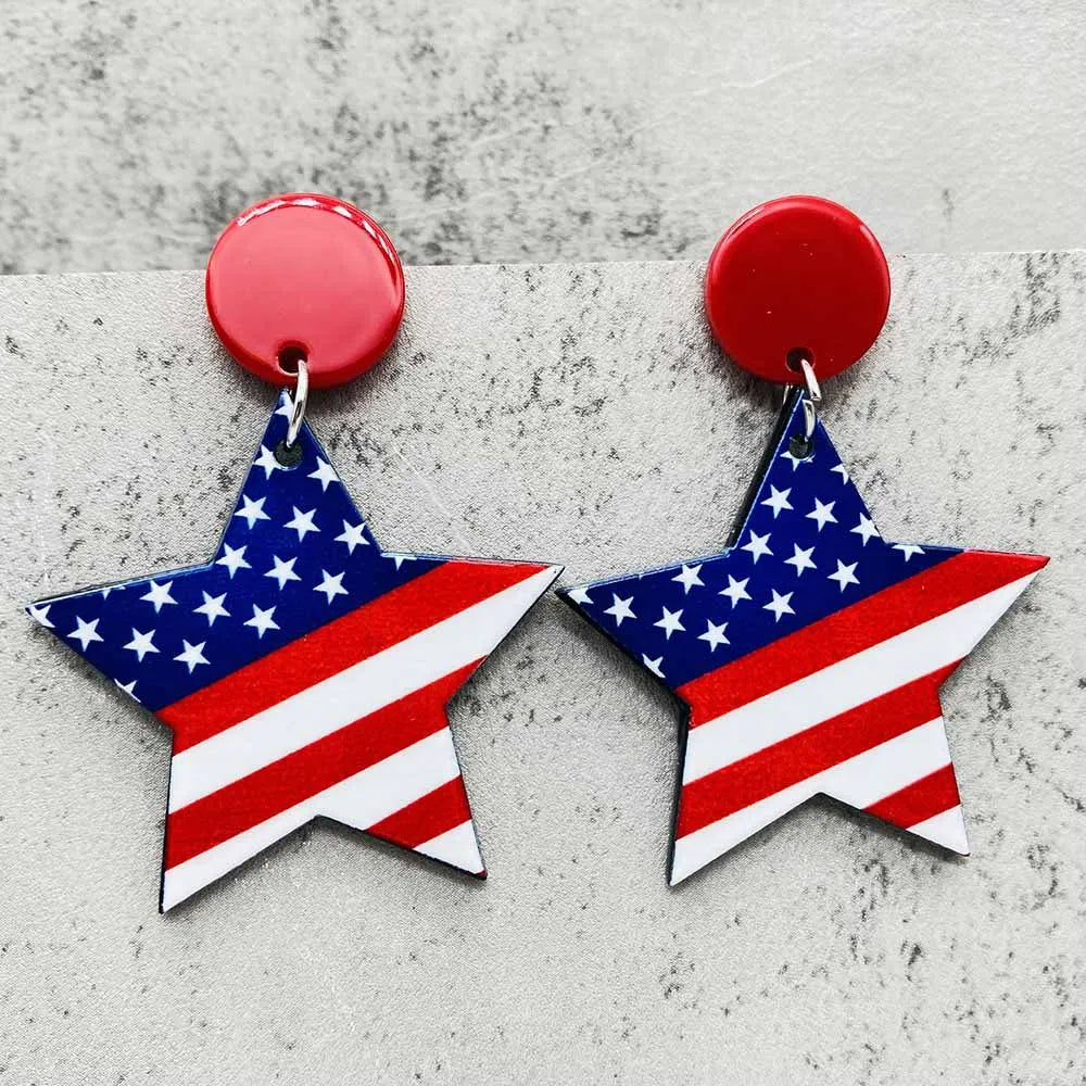 American Flag Patriotic Earrings