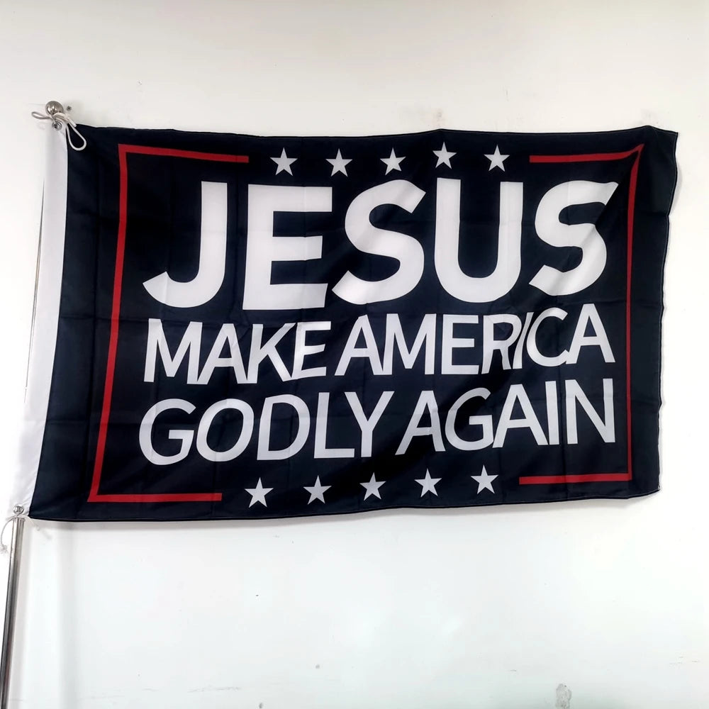 Jesus & American Flag Outdoor Banner