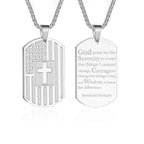 USA Flag Bible Verse Steel Necklace
