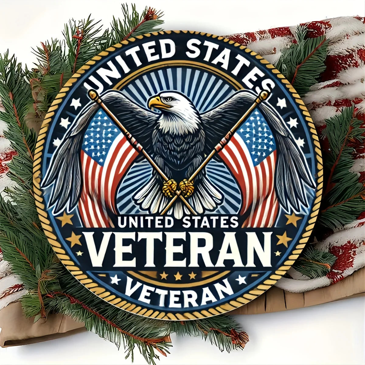 Patriotic Eagle & Flag Vintage Tin Sign