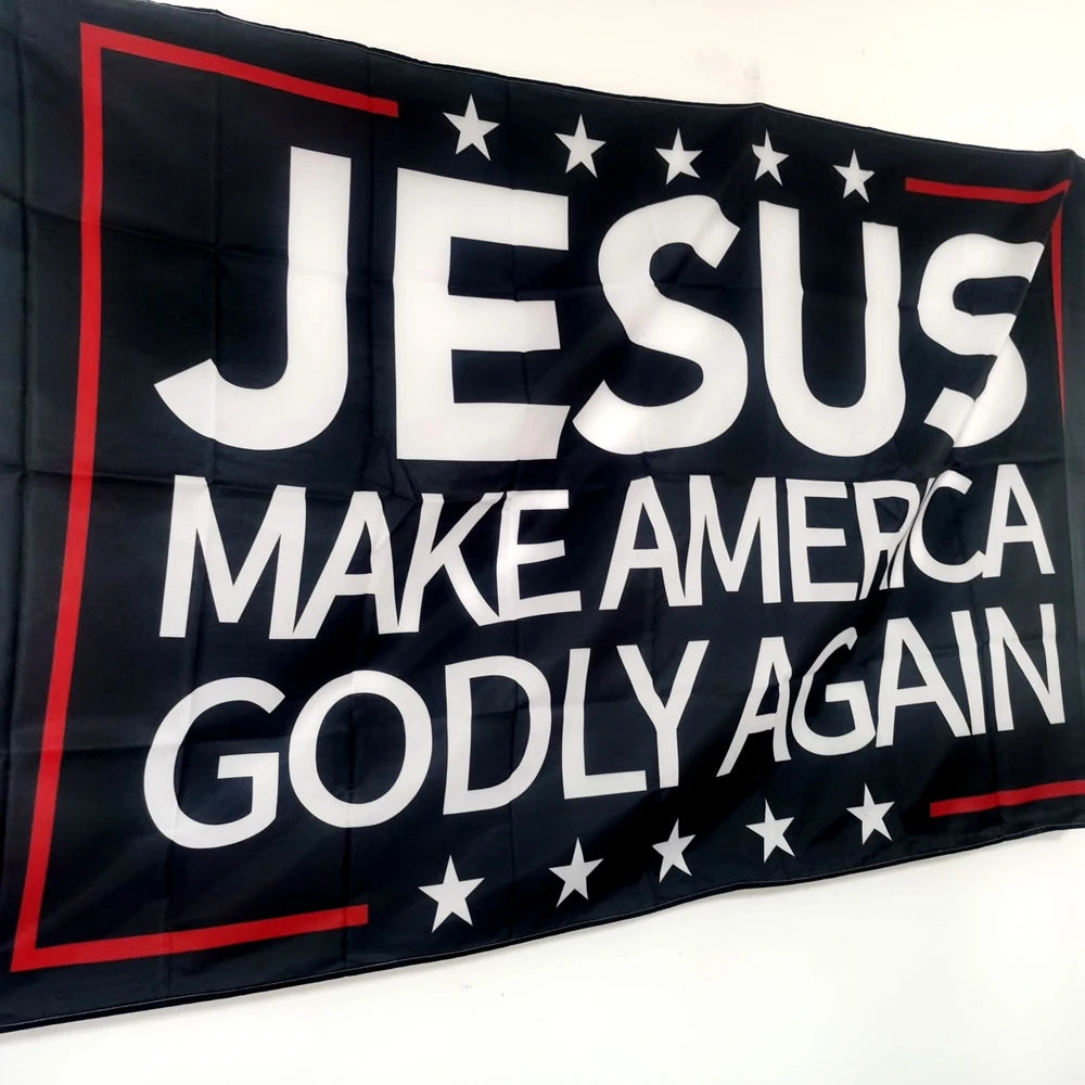 Jesus & American Flag Outdoor Banner