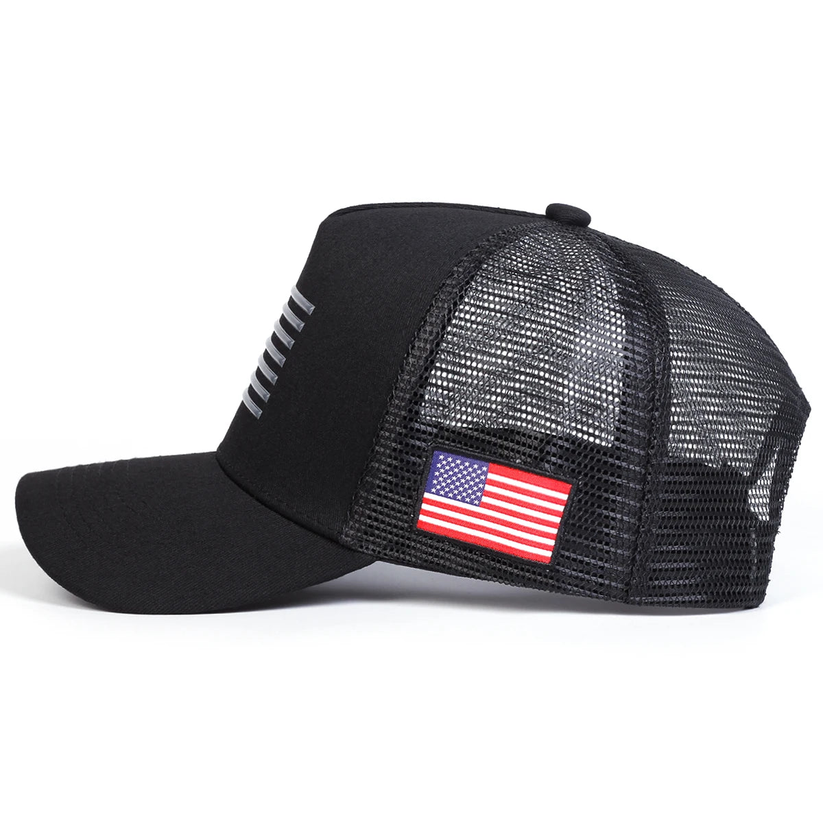 American Flag Embroidered Trucker Cap
