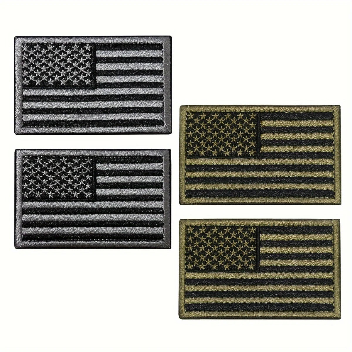 USA Flag Embroidered Patch Set