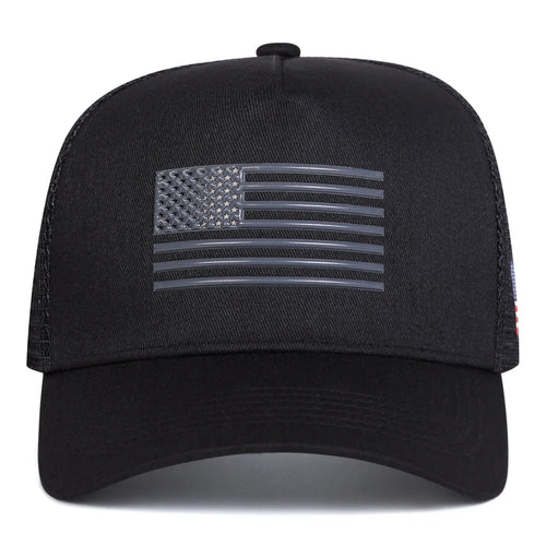 American Flag Embroidered Trucker Cap